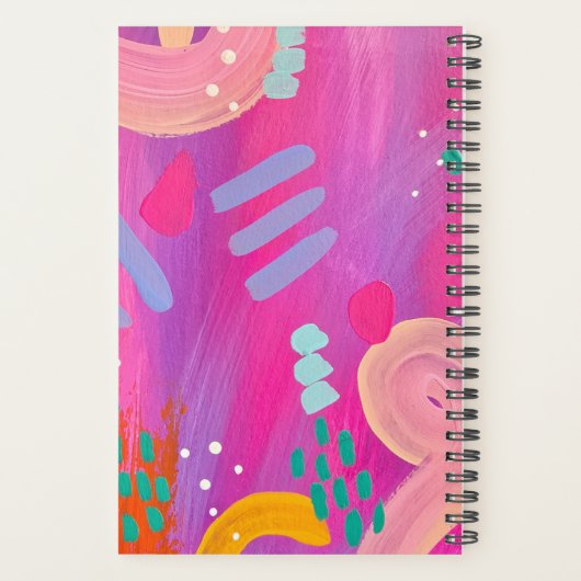 Hallo Mijn naam is roze Abstract esthetisch Planner (Achterkant)