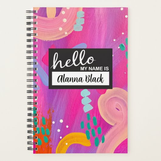 Hallo Mijn naam is roze Abstract esthetisch Planner (Voorkant)