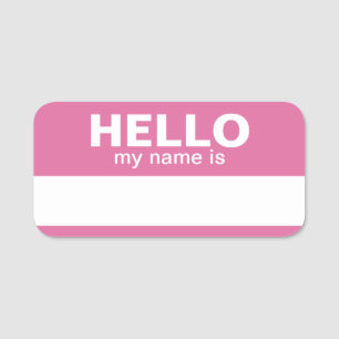 hallo mijn naam is - Roze - Business Contact Info Naamplaatje