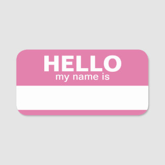 hallo mijn naam is - Roze - Business Contact Info Naamplaatje