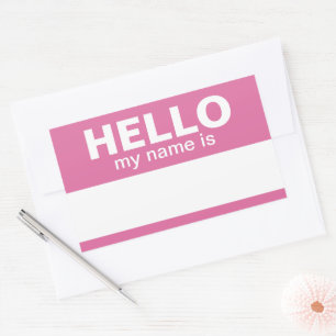 hallo mijn naam is - Roze - de Naam van de Medewer Rechthoekige Sticker