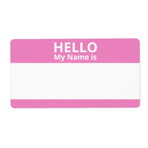 Hallo Mijn naam is Roze en Witte Naam Tag Labels