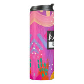 Hallo Mijn naam is roze speelse meisjesesthetiek Thermosbeker (Gedraaid links)