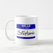 hallo mijn naam is Stephanie (blauw) Koffiemok (Links)