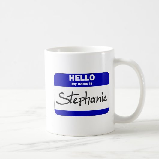 hallo mijn naam is Stephanie (blauw) Koffiemok (Rechts)