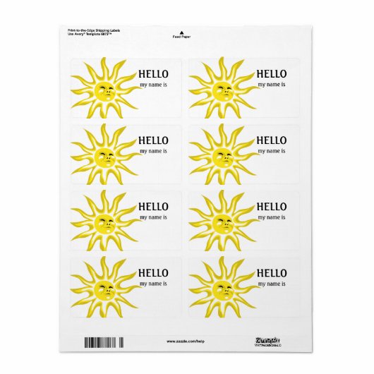hallo mijn naam is Sunshine Labels (Full Sheet)