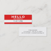 hallo mijn naam is : tweezijdig : Rood Mini Visitekaartje (Voorkant / Achterkant)