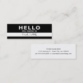 hallo mijn naam is : tweezijdig : Zwart en wit Mini Visitekaartje (Voorkant / Achterkant)