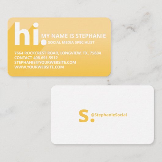 Hallo Mijn naam is Vetgedrukte Diagonale Schaduw G Visitekaartje (Voorkant / Achterkant)