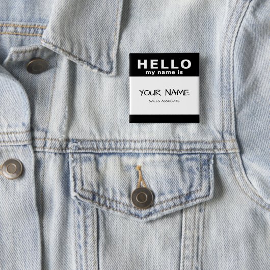 hallo mijn naam is vierkante button 5,1 cm (In situ)