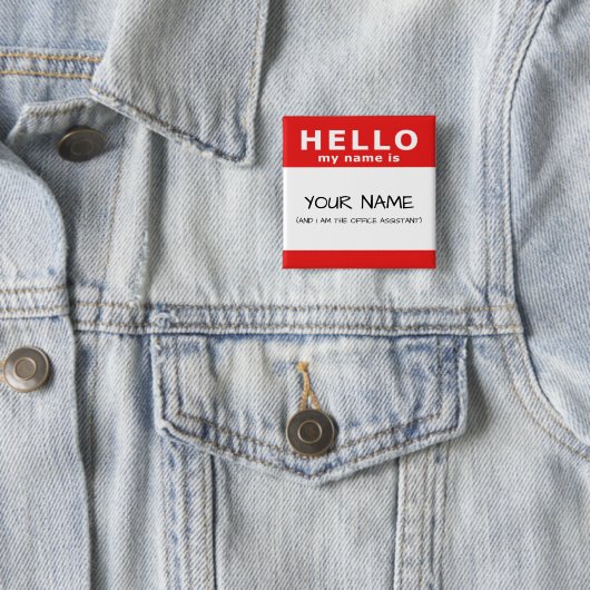 hallo mijn naam is vierkante button 5,1 cm (In situ)