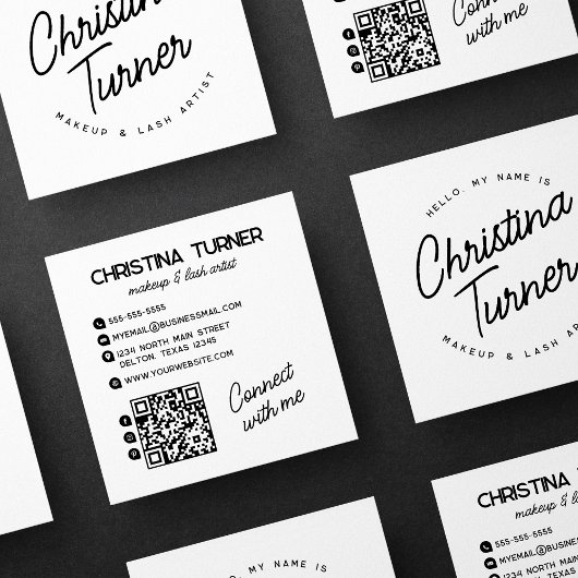 Hallo Mijn naam is wit zwart Vierkante Visitekaartje