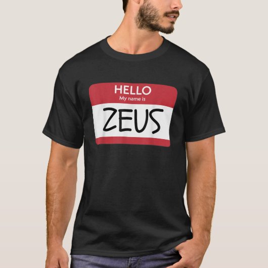 hallo mijn naam is Zeus Funny Greek God Halloween T-shirt (Voorkant)
