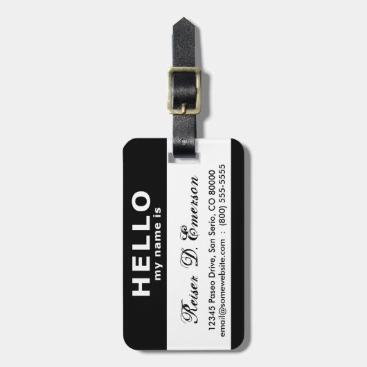 hallo mijn naam is zwart en wit bagagelabel (Voorkant verticaal)