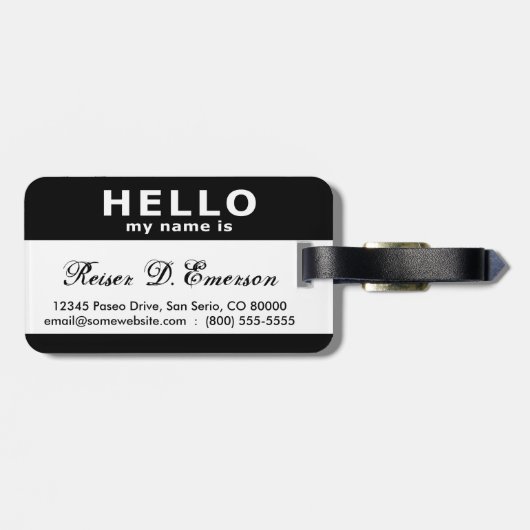 hallo mijn naam is zwart en wit bagagelabel (Achterkant horizontaal)