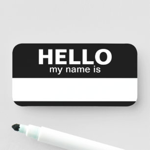 hallo mijn naam is - zwart - werknemer Dry Erase Naamplaatje