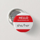 hallo mijn uitspraken zijn zij/haar Button Ronde (Voorkant /achterkant)