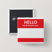 hallo mijn voornaamwoorden zijn Square Button (Voorkant /achterkant)