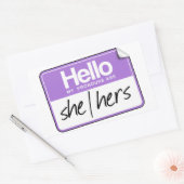 Hallo Mijn voornaamwoorden zijn: Zij Heren Rechthoekige Sticker (Envelop)