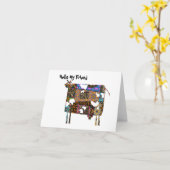 Hallo mijn vriend - Koe gevouwen wenskaart Kaart (Gele Bloem)