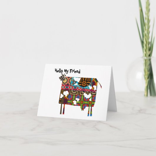Hallo mijn vriend - Koe gevouwen wenskaart Kaart (Voorkant)