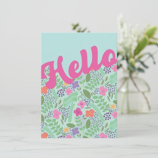 Hallo Millefleur gestileerde bloemen Kaart (Staand voorkant)