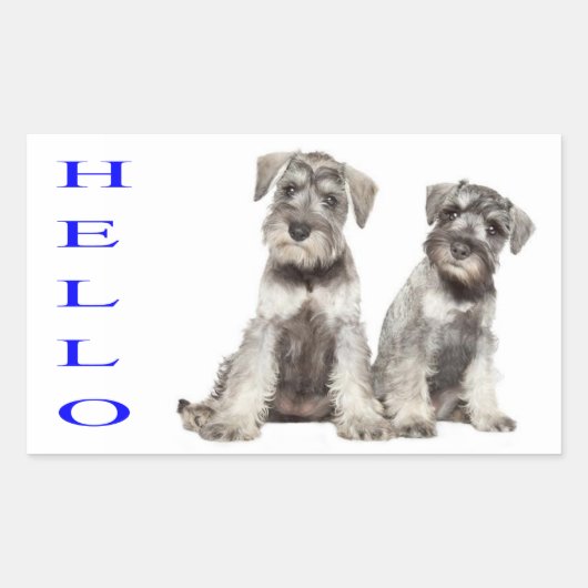 Hallo Miniatuur Schnauzer Puppy Dog Sticker Label (Voorkant)