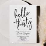 Hallo Minimaal Elegant 30ste Verjaardagsfeest Kaart<br><div class="desc">Hallo Dit is een Minimalistische Black White 30th Birthday Party uitnodiging!</div>