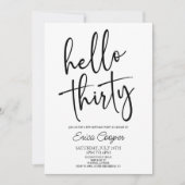Hallo Minimaal Elegant 30ste Verjaardagsfeest Kaart (Voorkant)