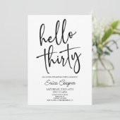 Hallo Minimaal Elegant 30ste Verjaardagsfeest Kaart (Staand voorkant)