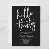 Hallo Minimaal Elegant 30ste Verjaardagsfeest Kaart (Voorkant)