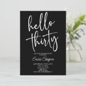 Hallo Minimaal Elegant 30ste Verjaardagsfeest Kaart (Staand voorkant)