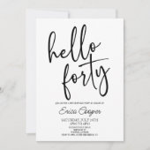 Hallo Minimaal Elegant 40ste verjaardagsfeestje Kaart (Voorkant)
