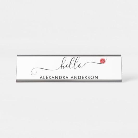Hallo Minimaal modern script Bureau Naambordje (Voorkant)