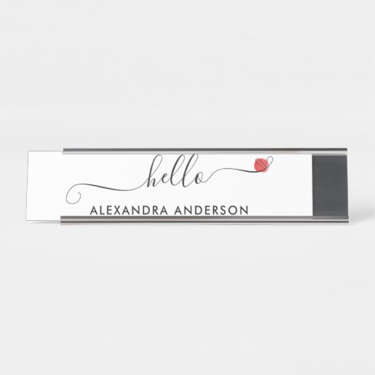 Hallo Minimaal modern script Bureau Naambordje (Voorkant)