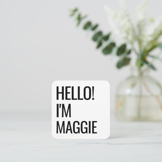 Hallo Minimaal | Moderne schone eenvoudige naam Vierkante Visitekaartje (Staand voorkant)