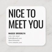 Hallo Minimaal | Moderne schone eenvoudige naam Vierkante Visitekaartje (Achterkant)