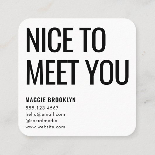 Hallo Minimaal | Moderne schone eenvoudige naam Vierkante Visitekaartje (Achterkant)