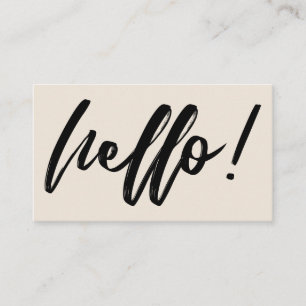 Hallo Minimaal zwart in handschrift Script op crèm Visitekaartje