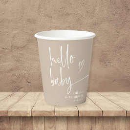 Hallo Minimal Beige Baby Modern Baby shower Papieren Bekers