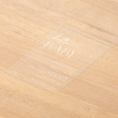 Hallo Minimal Boho, Baby, Modern Baby shower Acryl Uitnodigingen (Laagn)