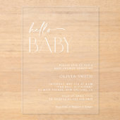 Hallo Minimal Boho, Baby, Modern Baby shower Acryl Uitnodigingen (Voorkant)
