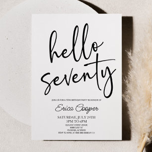 Hallo Minimale Elegante 70ste Verjaardagsfeestje Kaart