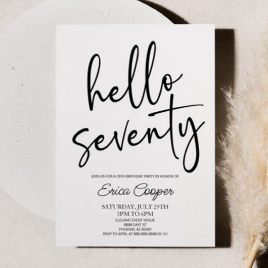 Hallo Minimale Elegante 70ste Verjaardagsfeestje Kaart