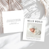 Hallo Minimale moderne wereld foto geboorte Aankondiging