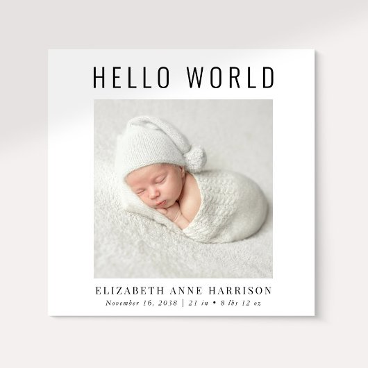 Hallo Minimale moderne wereld foto geboorte Aankondiging