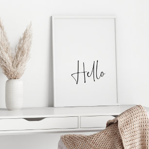 hallo Minimale moderne zwarte en witte typografie Poster