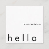 Hallo Minimalist Simple Custom White Vierkante Visitekaartje (Voorkant)