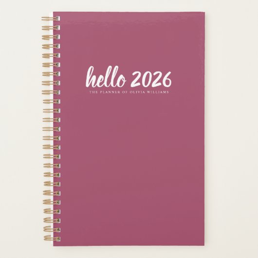 Hallo Minimalistisch 2026 Roos Roze Planner (Voorkant)