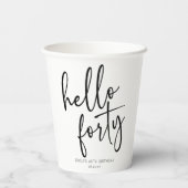 Hallo Minimalistisch 40ste verjaardagsfeestje Papieren Bekers (Achterkant)
